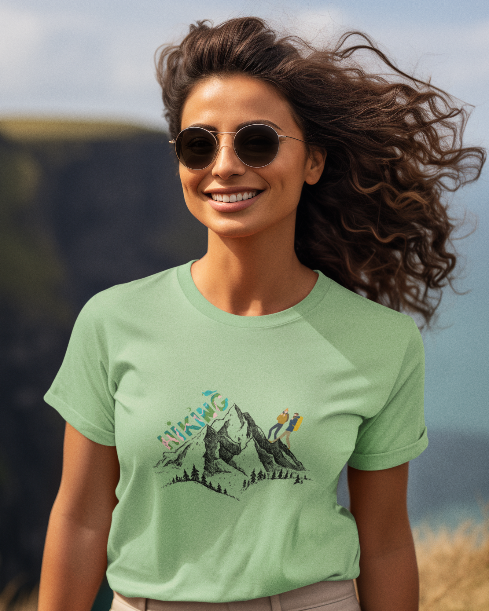 Unisex Hiking Couple Cotton T-Shirt