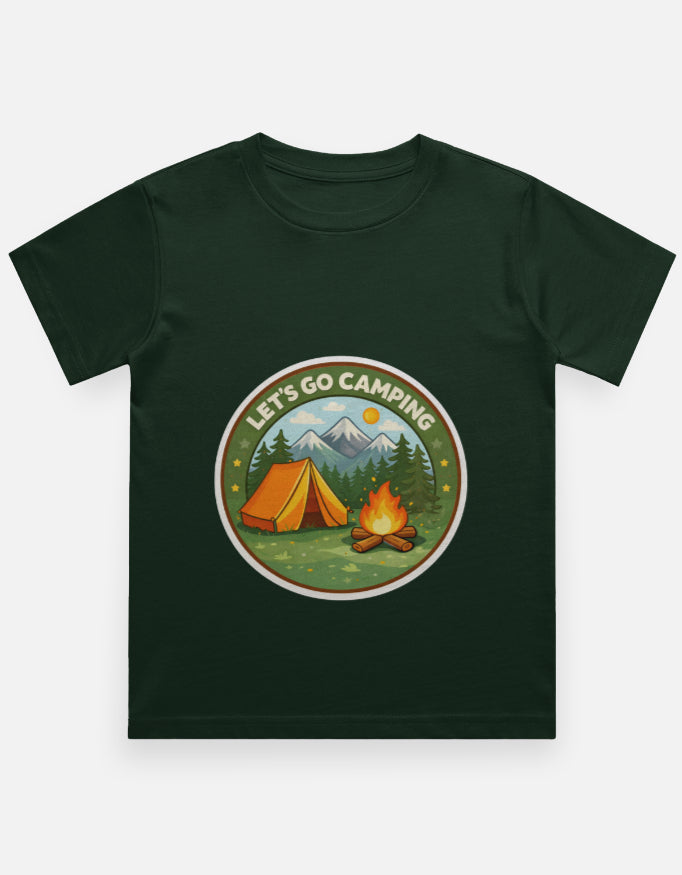 Lets Go Camping Kids Camping Travel T Shirt Bottle Green Adventure Hiking Camping Camper Van Beach Cruise Vacation Road Trip Wildlife Safari Wanderlust Explorer Nature Lover Mountain Outdoor Adventure Travel Vacation Camping Campfire Graphic Quote T shirt