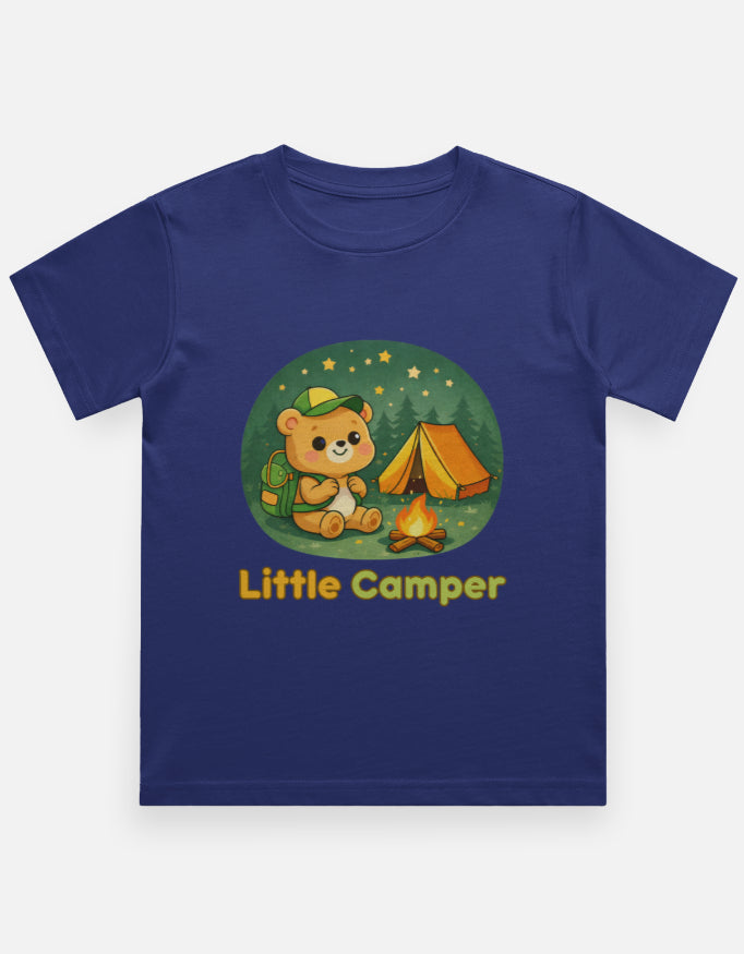 Little Camper Kids Camping Travel T shirt Royal Blue Adventure Hiking Camping Camper Van Beach Cruise Vacation Road Trip Wildlife Safari Wanderlust Explorer Nature Lover Mountain Outdoor Adventure Travel Vacation Camping Campfire Graphic Quote T shirt
