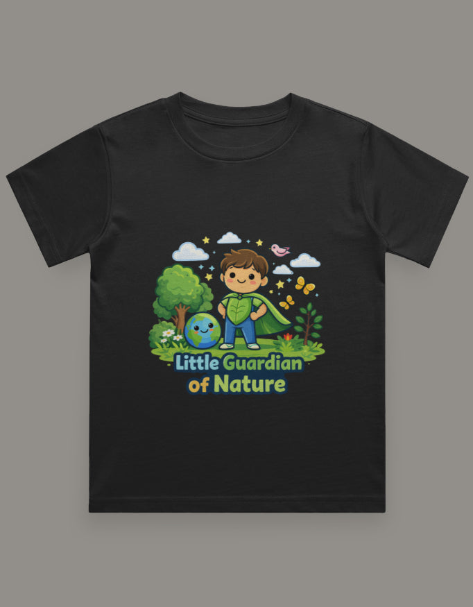 Little Guardian Of Nature Kids Travel T Shirt Black Adventure Hiking Camping Camper Van Beach Cruise Vacation Road Trip Wildlife Safari Wanderlust Explorer Nature Lover Mountain Outdoor Adventure Travel Vacation Camping Campfire Graphic Quote T shirt