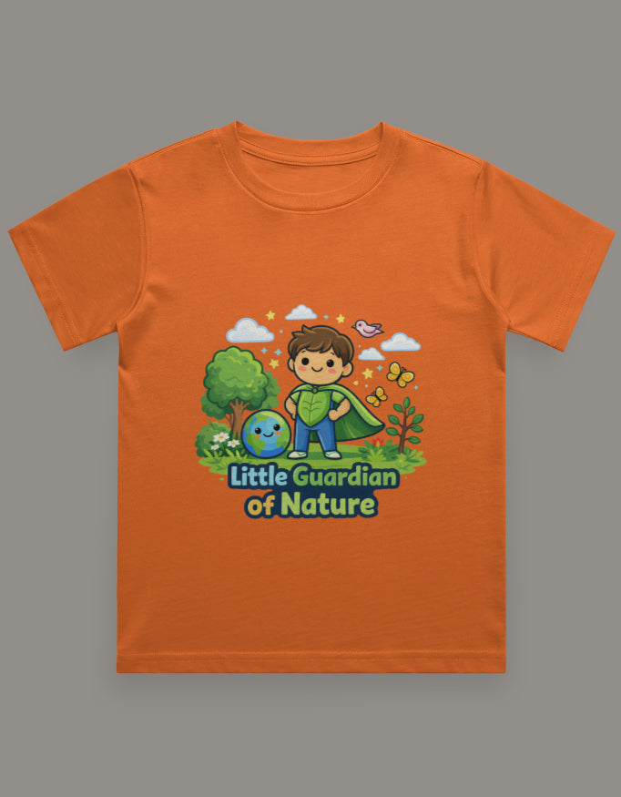 Little Guardian Of Nature Kids Travel T Shirt Orange Adventure Hiking Camping Camper Van Beach Cruise Vacation Road Trip Wildlife Safari Wanderlust Explorer Nature Lover Mountain Outdoor Adventure Travel Vacation Camping Campfire Graphic Quote T shirt