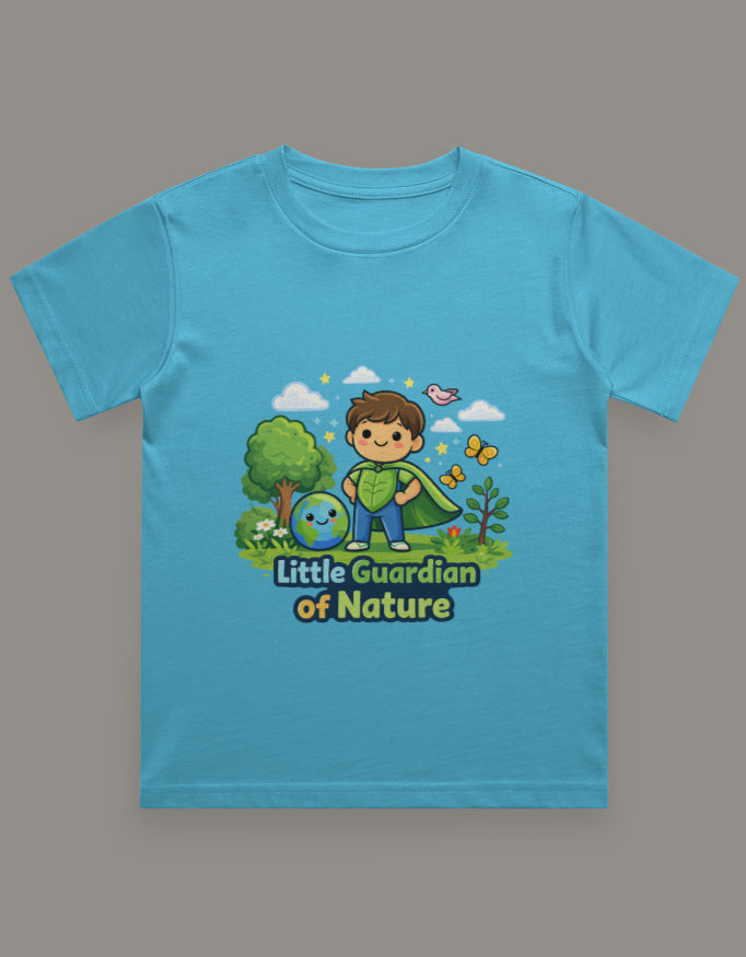 Little Guardian Of Nature Kids Travel T Shirt Sky Blue Adventure Hiking Camping Camper Van Beach Cruise Vacation Road Trip Wildlife Safari Wanderlust Explorer Nature Lover Mountain Outdoor Adventure Travel Vacation Camping Campfire Graphic Quote T shirt