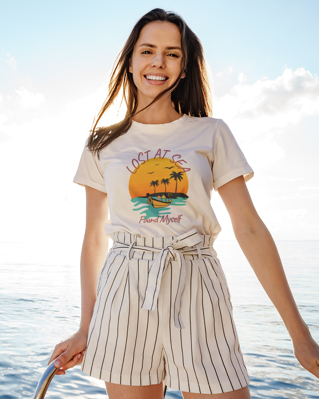 Unisex Lost At Sea Found Myself Beach Vacation Cotton T shirt