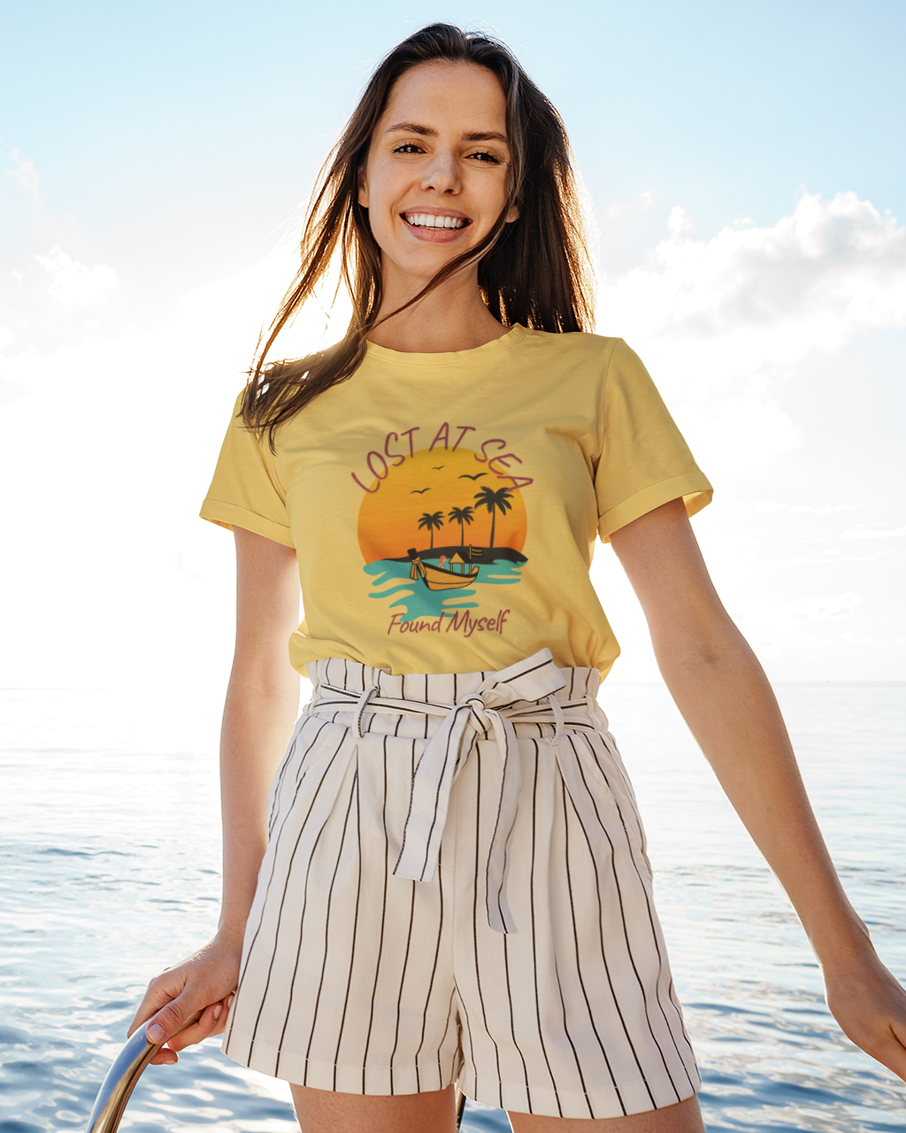 Unisex Lost At Sea Found Myself Beach Vacation Cotton T shirt