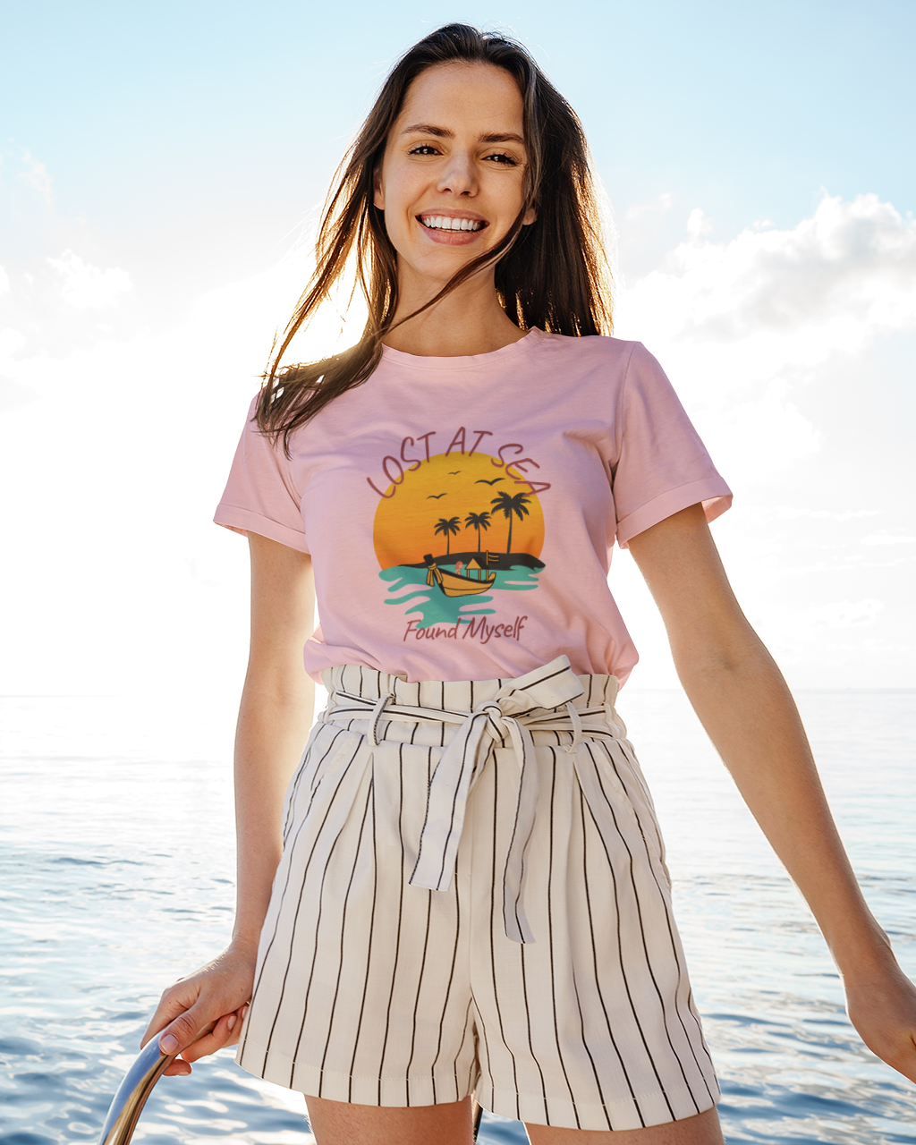 Unisex Lost At Sea Found Myself Beach Vacation Cotton T shirt