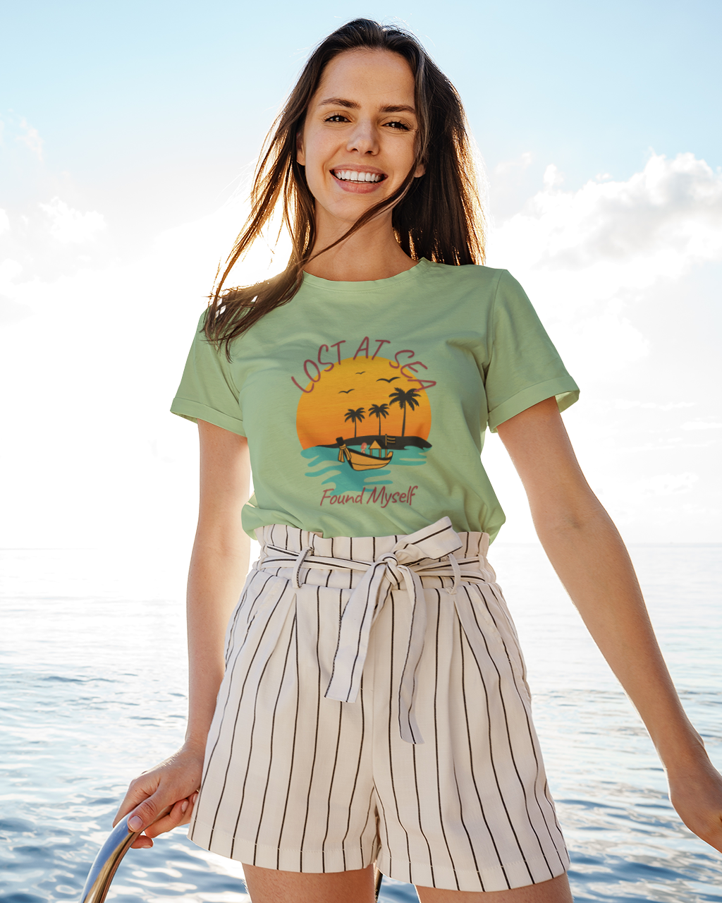 Unisex Lost At Sea Found Myself Beach Vacation Cotton T shirt