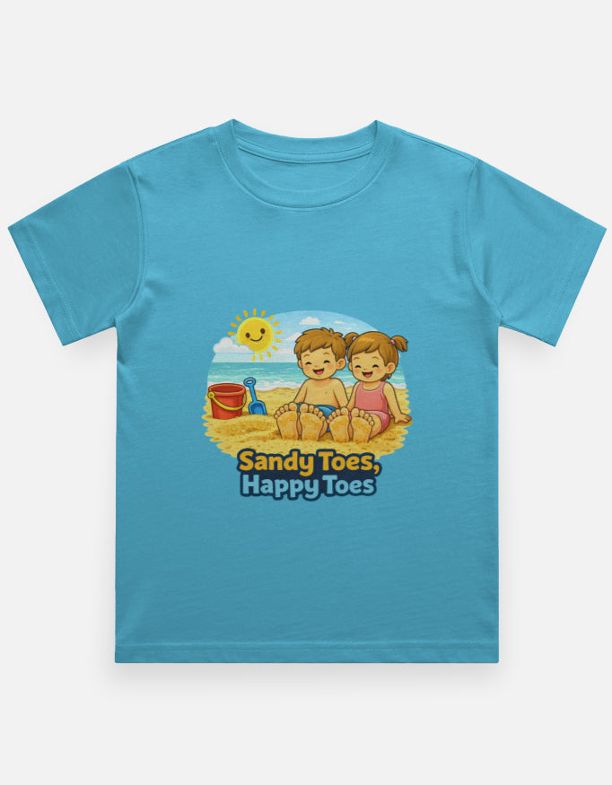 Sandy Toes Happy Toes Beach Travel t Shirt Sky Blue Adventure Hiking Camping Camper Van Beach Cruise Vacation Road Trip Wildlife Safari Wanderlust Explorer Nature Lover Mountain Outdoor Adventure Travel Vacation Camping Campfire Graphic Quote T shirt
