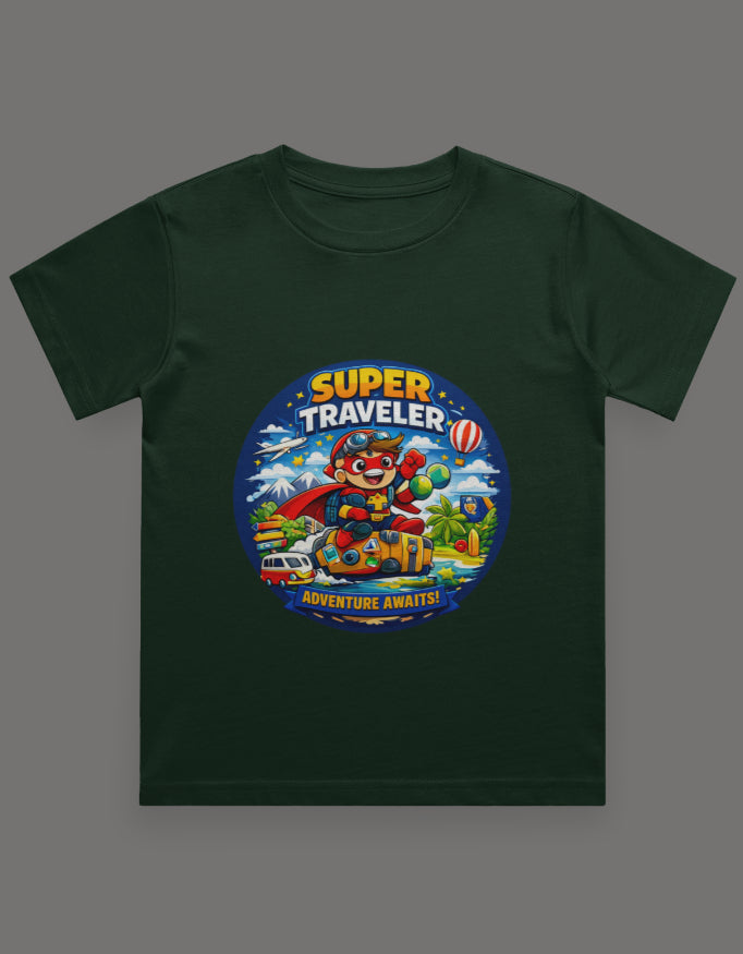 Super Traveler Adventure Awaits Travel T shirt Bottle Green Adventure Hiking Camping Camper Van Beach Cruise Vacation Road Trip Wildlife Safari Wanderlust Explorer Nature Lover Mountain Outdoor Adventure Travel Vacation Camping Campfire Graphic Quote T shirt