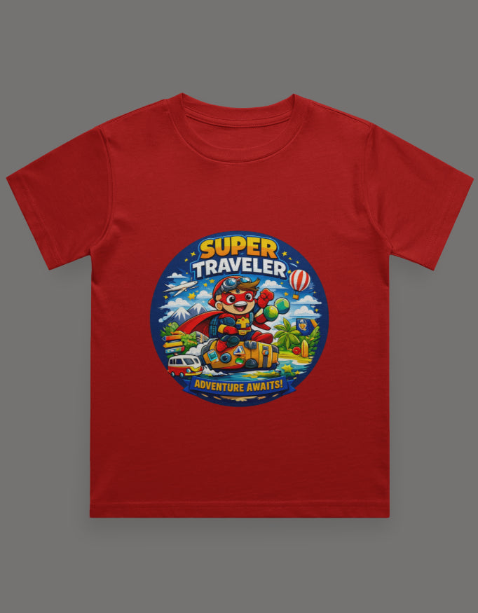 Super Traveler Adventure Awaits Travel T shirt Red Adventure Hiking Camping Camper Van Beach Cruise Vacation Road Trip Wildlife Safari Wanderlust Explorer Nature Lover Mountain Outdoor Adventure Travel Vacation Camping Campfire Graphic Quote T shirt