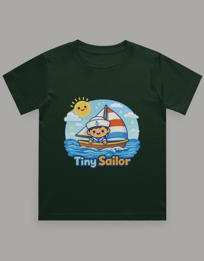 Tiny Sailor Kids Beach Cruise Vacation Traval T Shirt Bottle Green Adventure Hiking Camping Camper Van Beach Cruise Vacation Road Trip Wildlife Safari Wanderlust Explorer Nature Lover Mountain Outdoor Adventure Travel Vacation Camping Campfire Graphic Quote T shirt