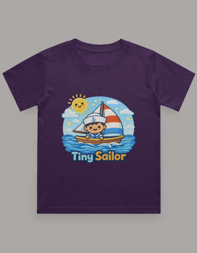 Tiny Sailor Kids Beach Cruise Vacation Traval T Shirt Purple Adventure Hiking Camping Camper Van Beach Cruise Vacation Road Trip Wildlife Safari Wanderlust Explorer Nature Lover Mountain Outdoor Adventure Travel Vacation Camping Campfire Graphic Quote T shirt
