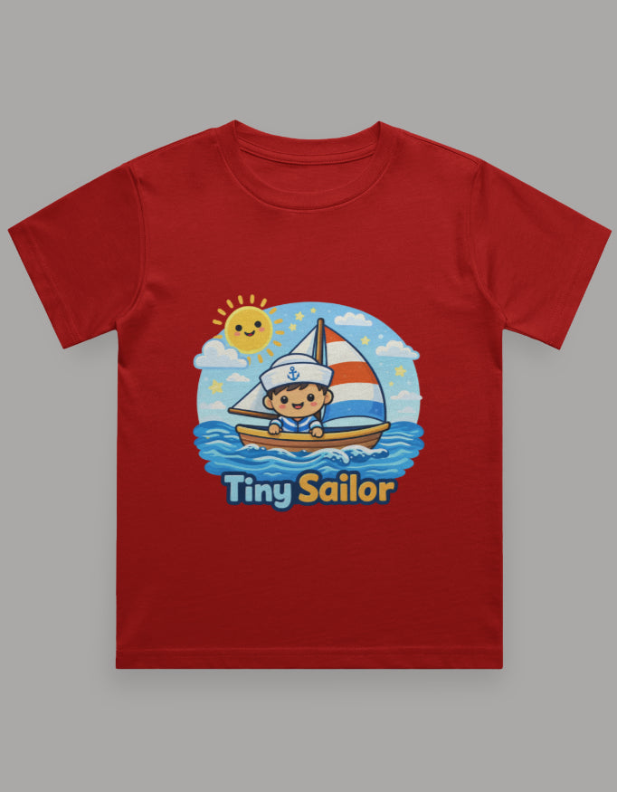 Tiny Sailor Kids Beach Cruise Vacation Traval T Shirt Red Adventure Hiking Camping Camper Van Beach Cruise Vacation Road Trip Wildlife Safari Wanderlust Explorer Nature Lover Mountain Outdoor Adventure Travel Vacation Camping Campfire Graphic Quote T shirt