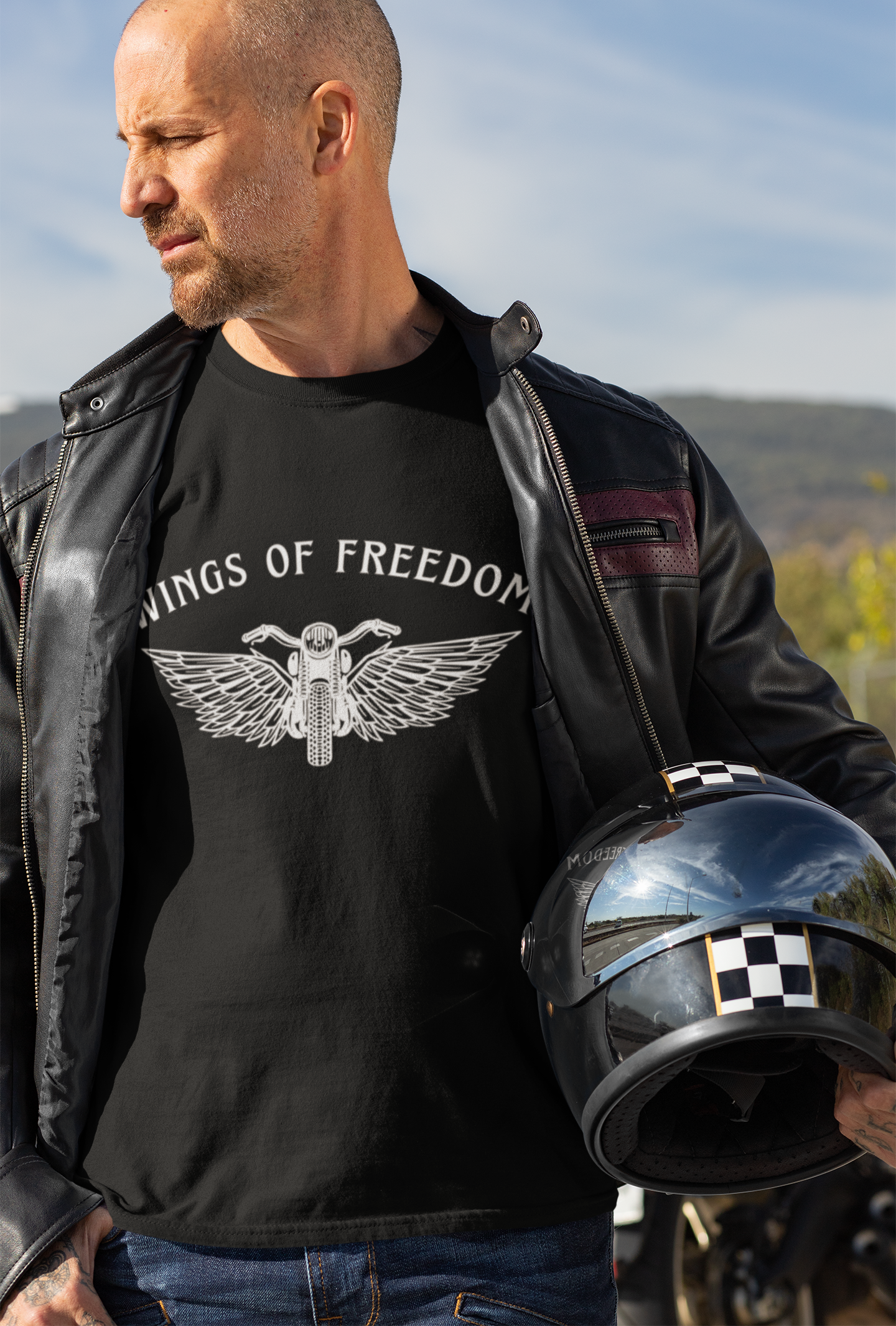 Unisex Wings of freedom - Biker Cotton T shirt
