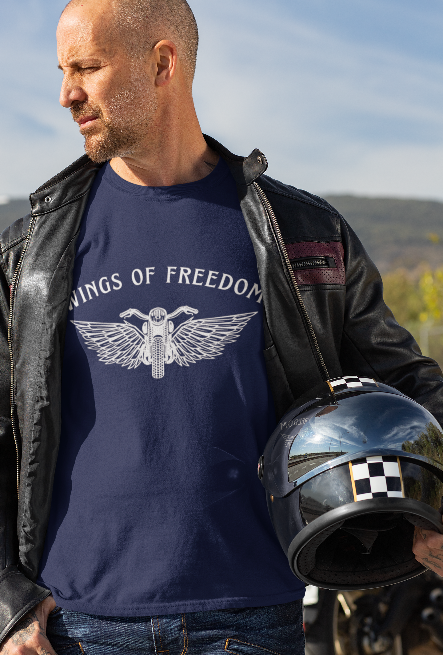 Unisex Wings of freedom - Biker Cotton T shirt