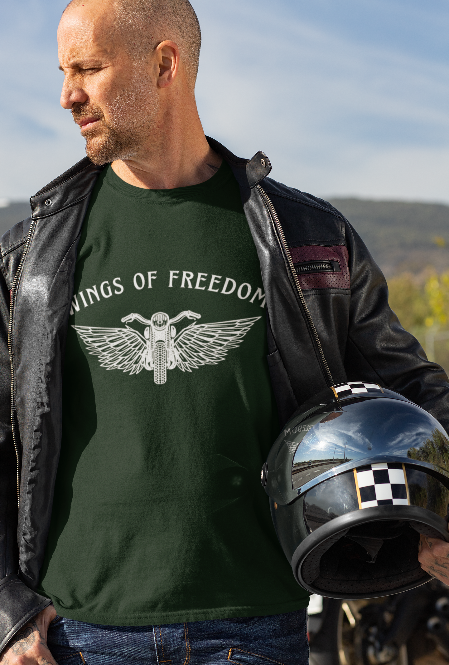 Unisex Wings of freedom - Biker Cotton T shirt