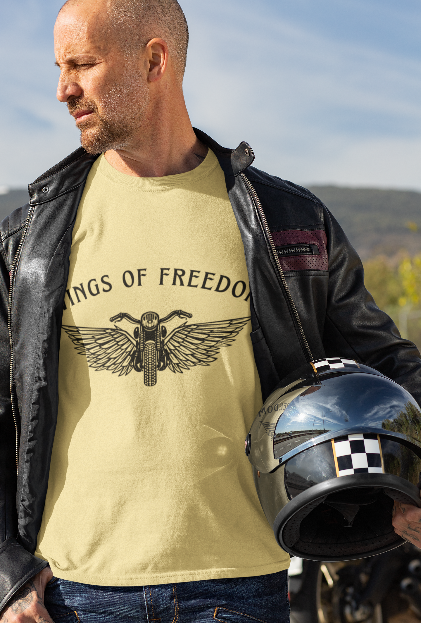 Unisex Wings of freedom - Biker Cotton T shirt