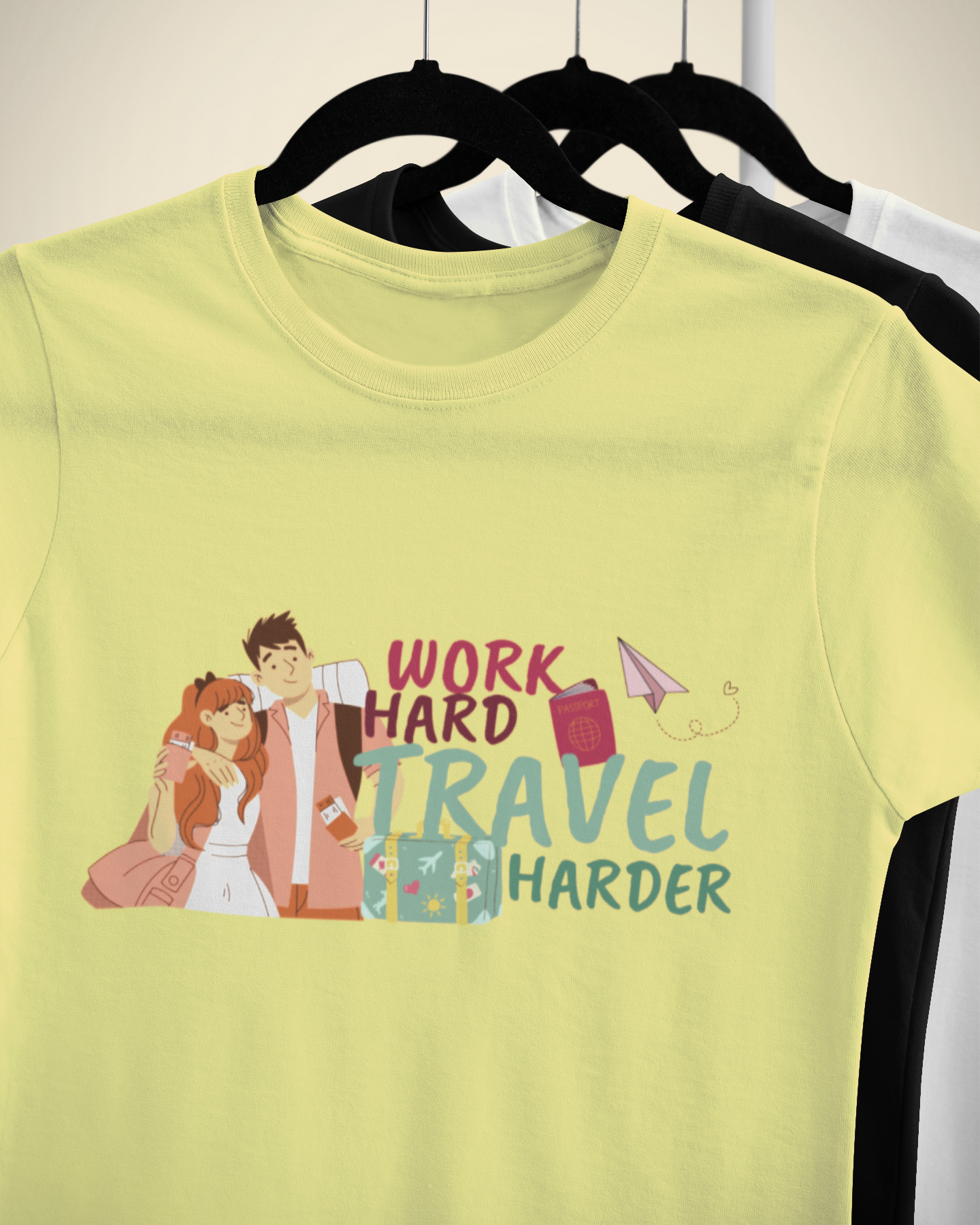 Unisex Work Hard Travel Harder Cotton T-Shirt
