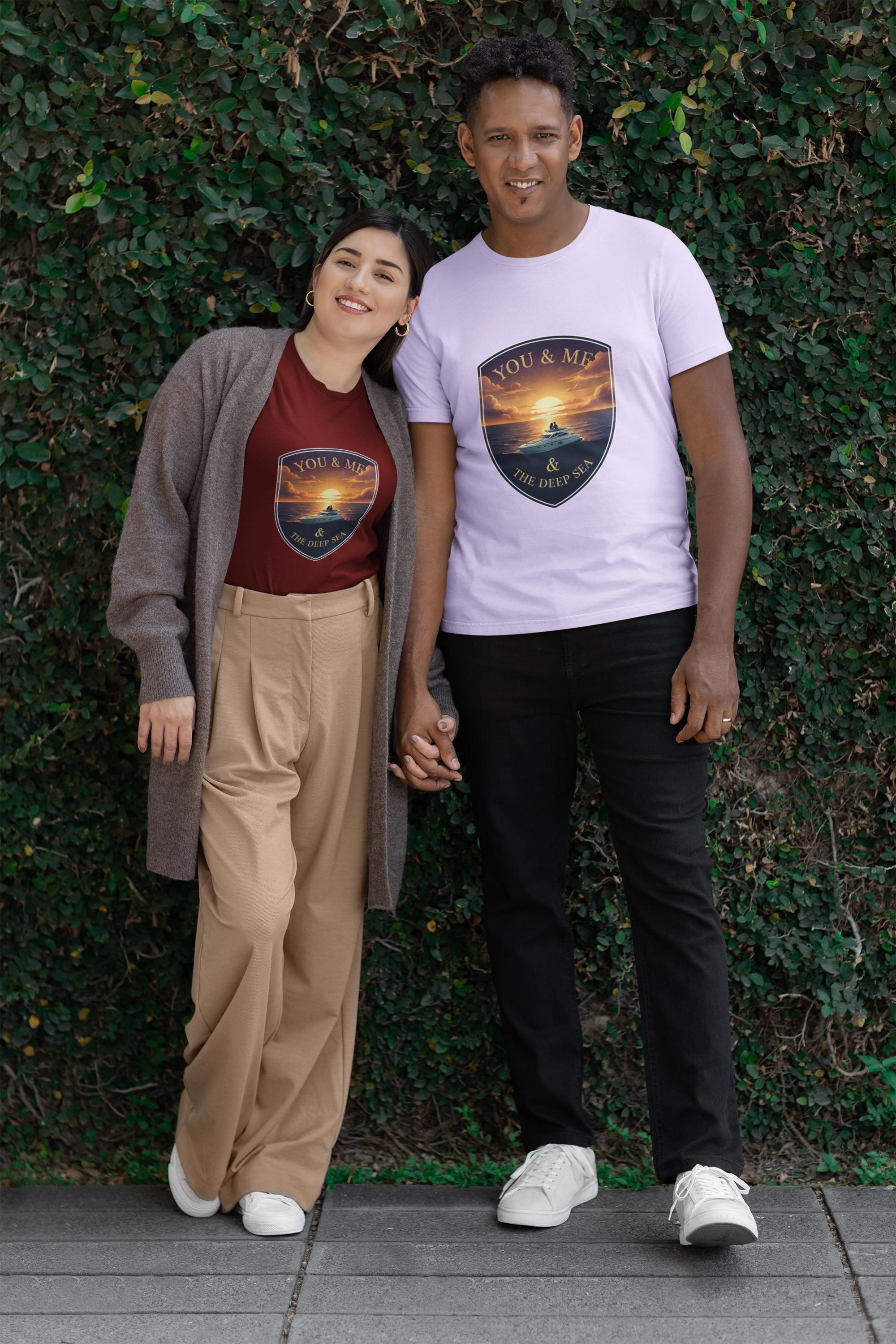 Unisex You and Me and The Deep Sea Cotton T shirt