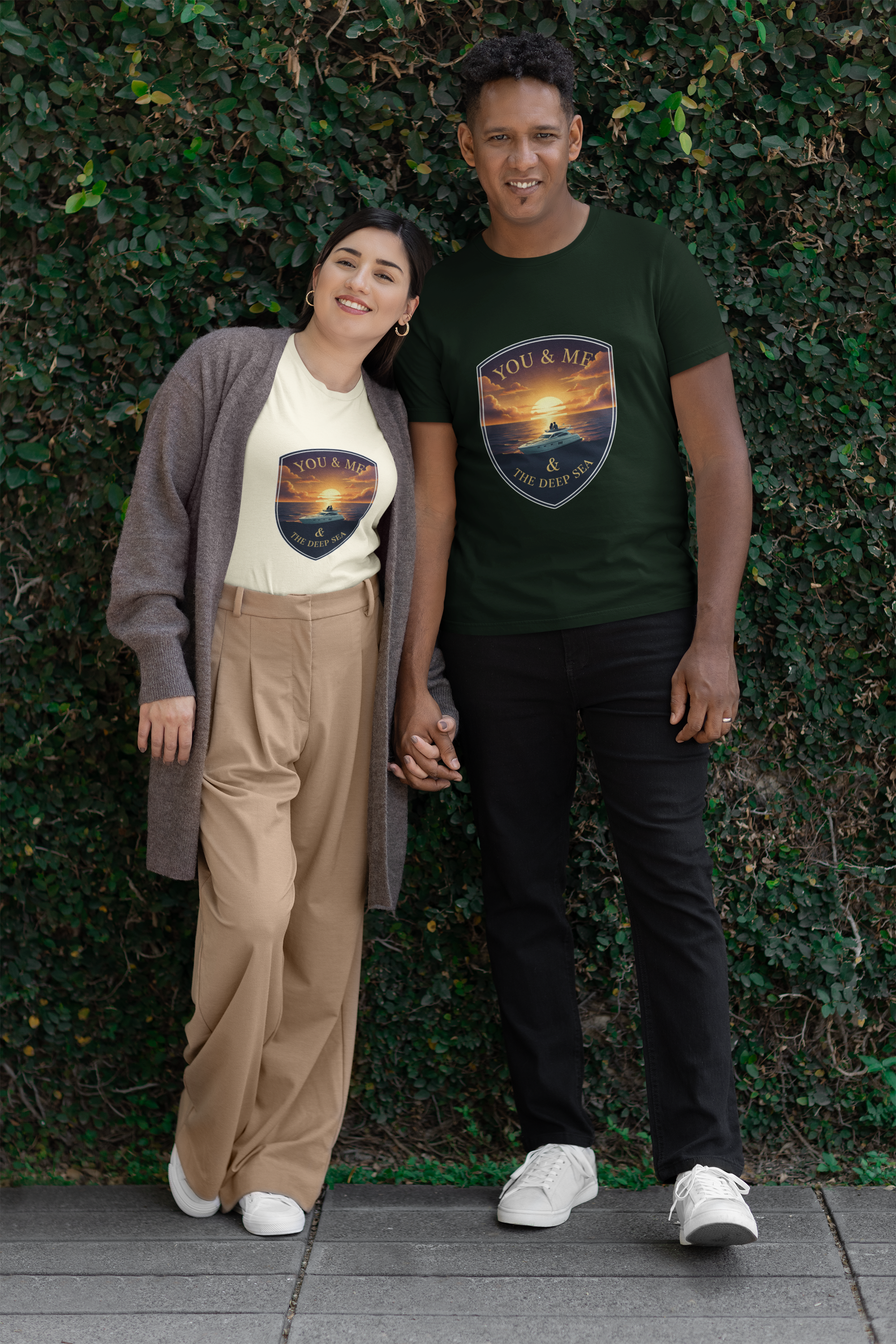 Unisex You and Me and The Deep Sea Cotton T shirt