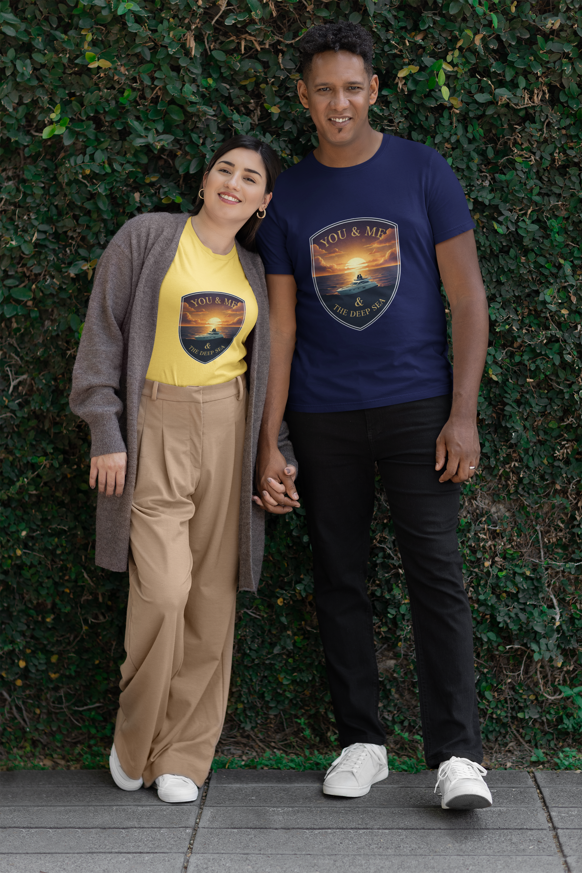 Unisex You and Me and The Deep Sea Cotton T shirt