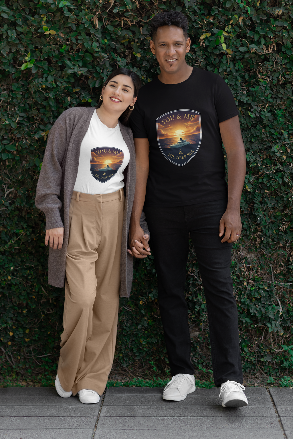 Unisex You and Me and The Deep Sea Cotton T shirt White Adventure Hiking Camping Camper Van Beach Cruise Vacation Road Trip Wildlife Safari Wanderlust Explorer Nature Lover Mountain Outdoor Adventure Travel Vacation Camping Campfire Graphic Quote T shirt